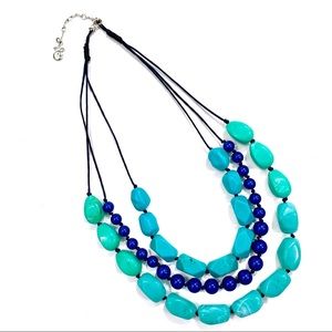Relic Blue 3 Strand Beaded Necklace EUC